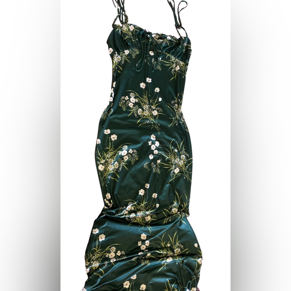 Marthea • Green Floral • Tie-Shoulder Maxi Dress - Picture 3 of 6